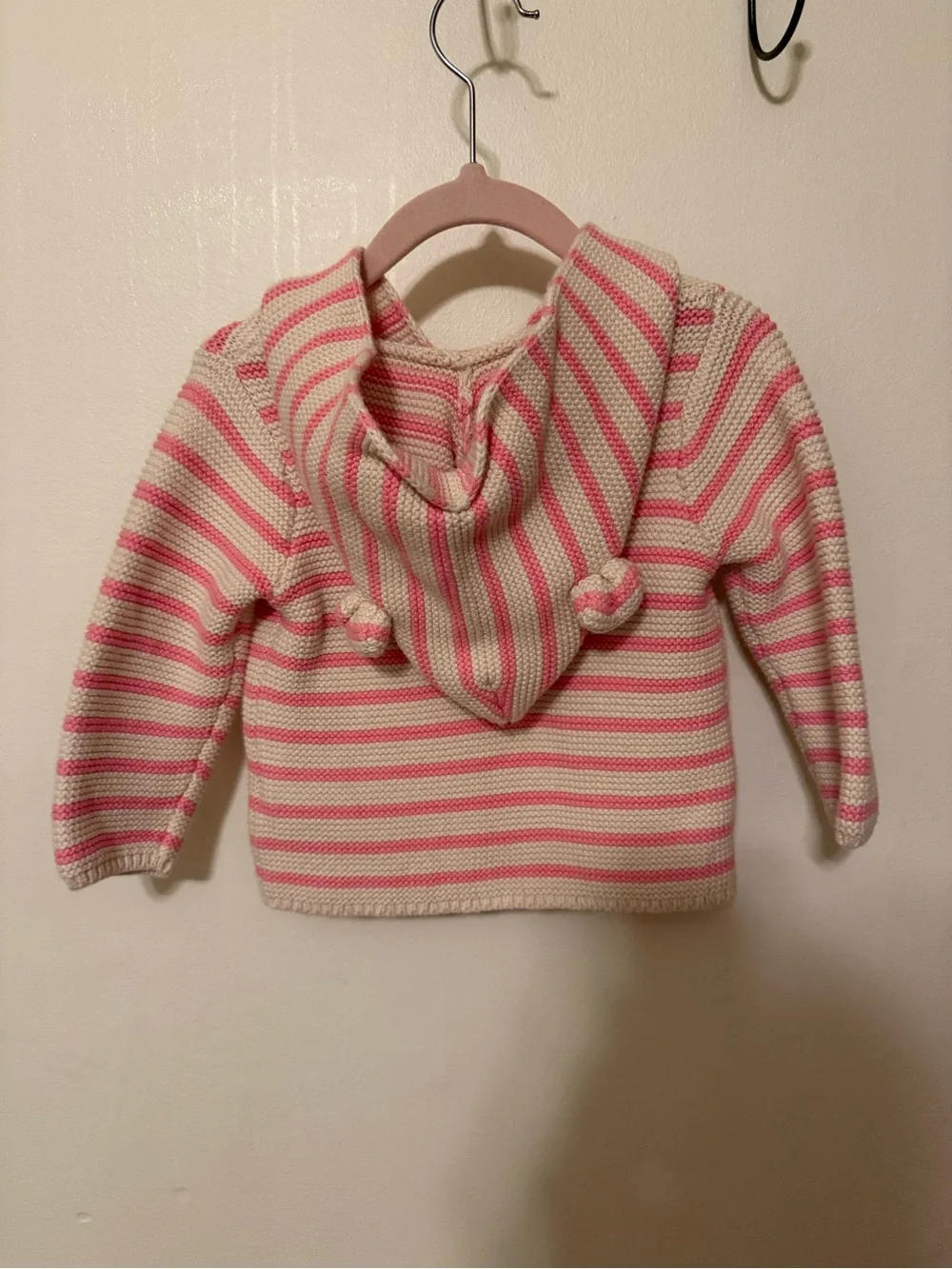 Baby GAP Pink and Cream Striped Hooded Cardigan